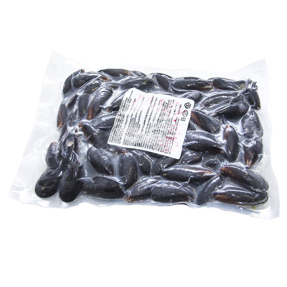 Мидии голубые варено-мороженые вакуумная упаковка 