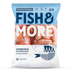 Креветки 26/30 очищенные с хвостом свежемороженные Fish&More  пакет 1 кг 
